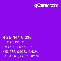 カラーコード: RGB 141 8 236 | qconv.com