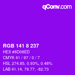 颜色代码: RGB 141 8 237 | qconv.com