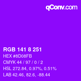 Color code: RGB 141 8 251 | qconv.com