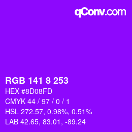 颜色代码: RGB 141 8 253 | qconv.com