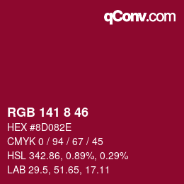 Color code: RGB 141 8 46 | qconv.com