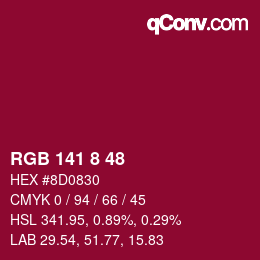 カラーコード: RGB 141 8 48 | qconv.com
