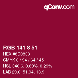 Farbcode: RGB 141 8 51 | qconv.com