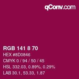 Color code: RGB 141 8 70 | qconv.com