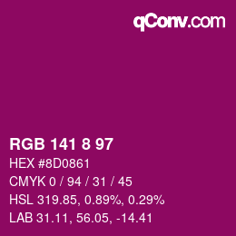 Farbcode: RGB 141 8 97 | qconv.com