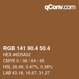 カラーコード: RGB 141 90.4 50.4 | qconv.com