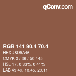 カラーコード: RGB 141 90.4 70.4 | qconv.com