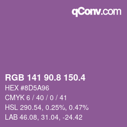 カラーコード: RGB 141 90.8 150.4 | qconv.com