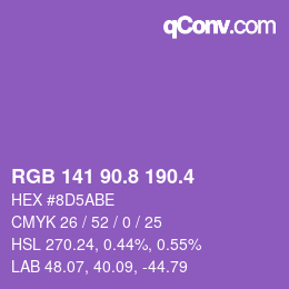 カラーコード: RGB 141 90.8 190.4 | qconv.com