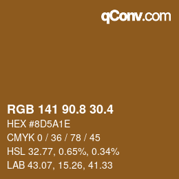 カラーコード: RGB 141 90.8 30.4 | qconv.com