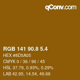 カラーコード: RGB 141 90.8 5.4 | qconv.com