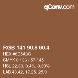 カラーコード: RGB 141 90.8 60.4 | qconv.com