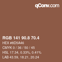 カラーコード: RGB 141 90.8 70.4 | qconv.com