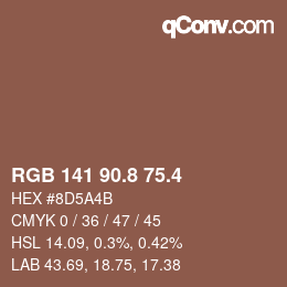 カラーコード: RGB 141 90.8 75.4 | qconv.com