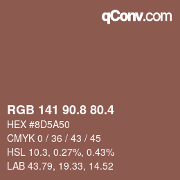 カラーコード: RGB 141 90.8 80.4 | qconv.com