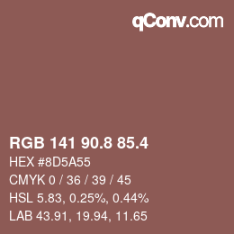カラーコード: RGB 141 90.8 85.4 | qconv.com