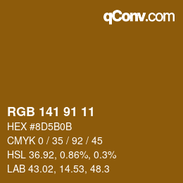 Color code: RGB 141 91 11 | qconv.com