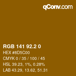 カラーコード: RGB 141 92.2 0 | qconv.com