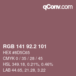 カラーコード: RGB 141 92.2 101 | qconv.com