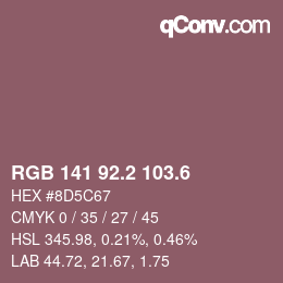 カラーコード: RGB 141 92.2 103.6 | qconv.com
