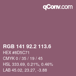 カラーコード: RGB 141 92.2 113.6 | qconv.com