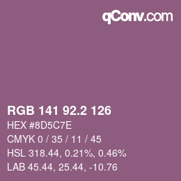 カラーコード: RGB 141 92.2 126 | qconv.com