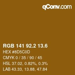 カラーコード: RGB 141 92.2 13.6 | qconv.com