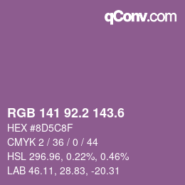 カラーコード: RGB 141 92.2 143.6 | qconv.com