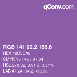 カラーコード: RGB 141 92.2 168.6 | qconv.com