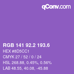 カラーコード: RGB 141 92.2 193.6 | qconv.com