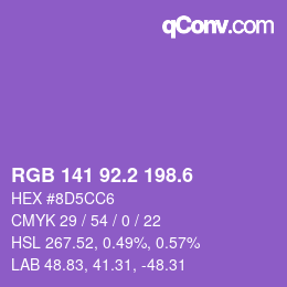 カラーコード: RGB 141 92.2 198.6 | qconv.com