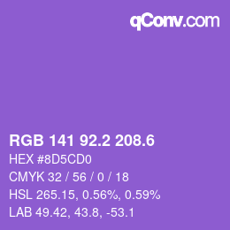 カラーコード: RGB 141 92.2 208.6 | qconv.com