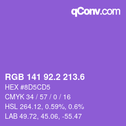 カラーコード: RGB 141 92.2 213.6 | qconv.com