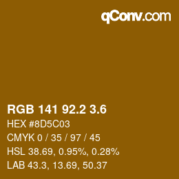 カラーコード: RGB 141 92.2 3.6 | qconv.com