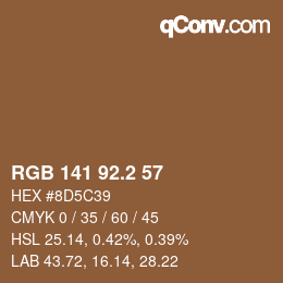 カラーコード: RGB 141 92.2 57 | qconv.com