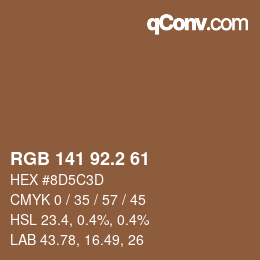 カラーコード: RGB 141 92.2 61 | qconv.com