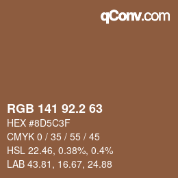 Color code: RGB 141 92.2 63 | qconv.com