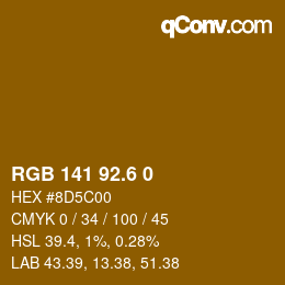 カラーコード: RGB 141 92.6 0 | qconv.com