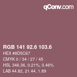 カラーコード: RGB 141 92.6 103.6 | qconv.com