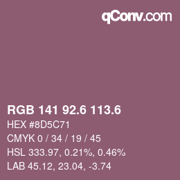 カラーコード: RGB 141 92.6 113.6 | qconv.com