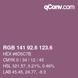 カラーコード: RGB 141 92.6 123.6 | qconv.com