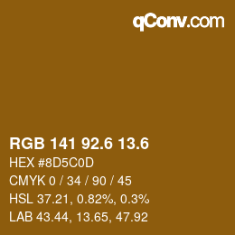 カラーコード: RGB 141 92.6 13.6 | qconv.com