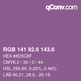 カラーコード: RGB 141 92.6 143.6 | qconv.com