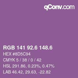 カラーコード: RGB 141 92.6 148.6 | qconv.com