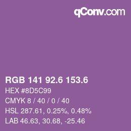 カラーコード: RGB 141 92.6 153.6 | qconv.com
