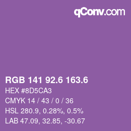 カラーコード: RGB 141 92.6 163.6 | qconv.com