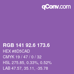 カラーコード: RGB 141 92.6 173.6 | qconv.com