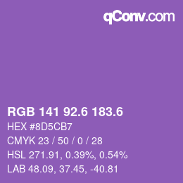 カラーコード: RGB 141 92.6 183.6 | qconv.com