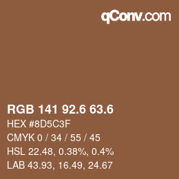 カラーコード: RGB 141 92.6 63.6 | qconv.com