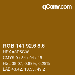 カラーコード: RGB 141 92.6 8.6 | qconv.com